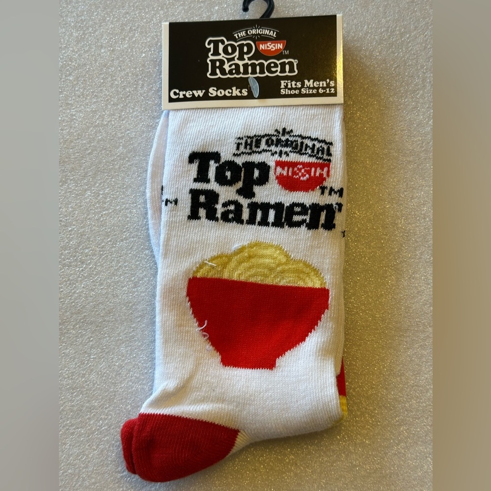 Nissin Top Ramen Men's Crew Socks - White and Red